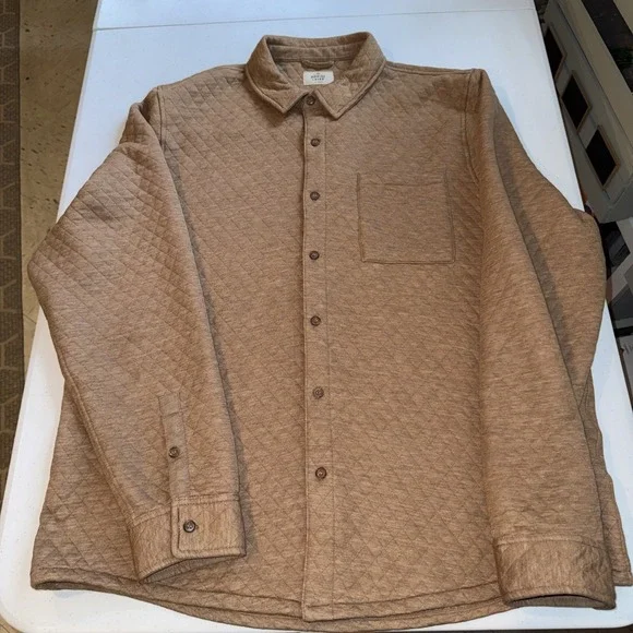 Marine Layer Shacket Men's 2xl Tan Corbet Quilted Shirt Jacket Casual Overshirt - Picture 1 of 10